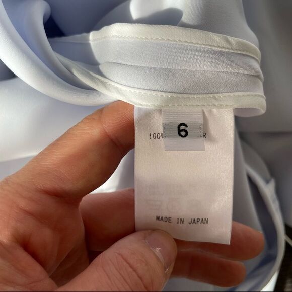 Adeam Asymmetric Ruffled Crepe Midi Dress  in Sky Blue - Picture 10 of 10